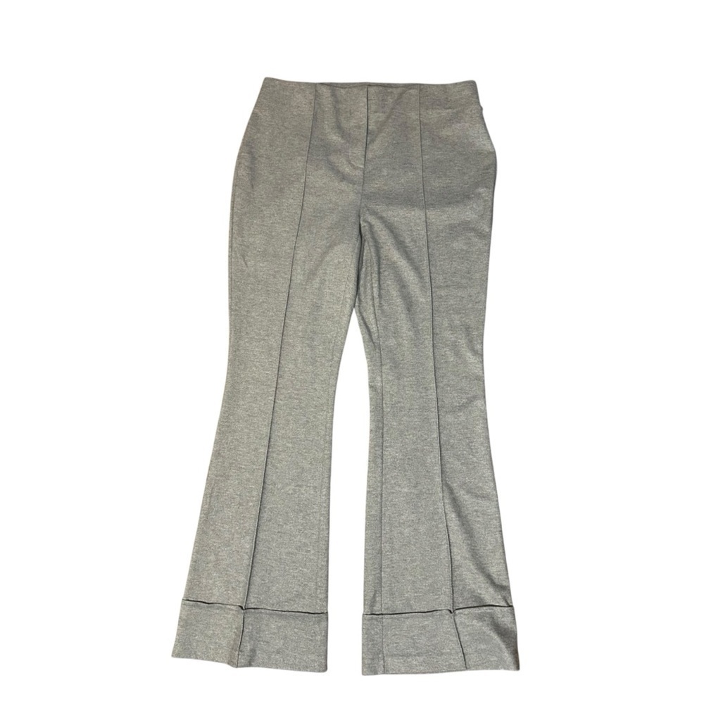 Carole Wren Size M Gray Pull On Bootcut Pants Front Seamed Cuffed Work NEW